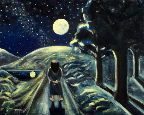 Girl Looking at the Moon